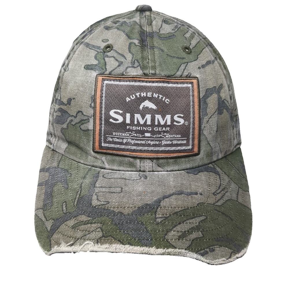 Simms Fishing Gear Baseball Cap Green One Size Distressed Bozeman Montana Hat